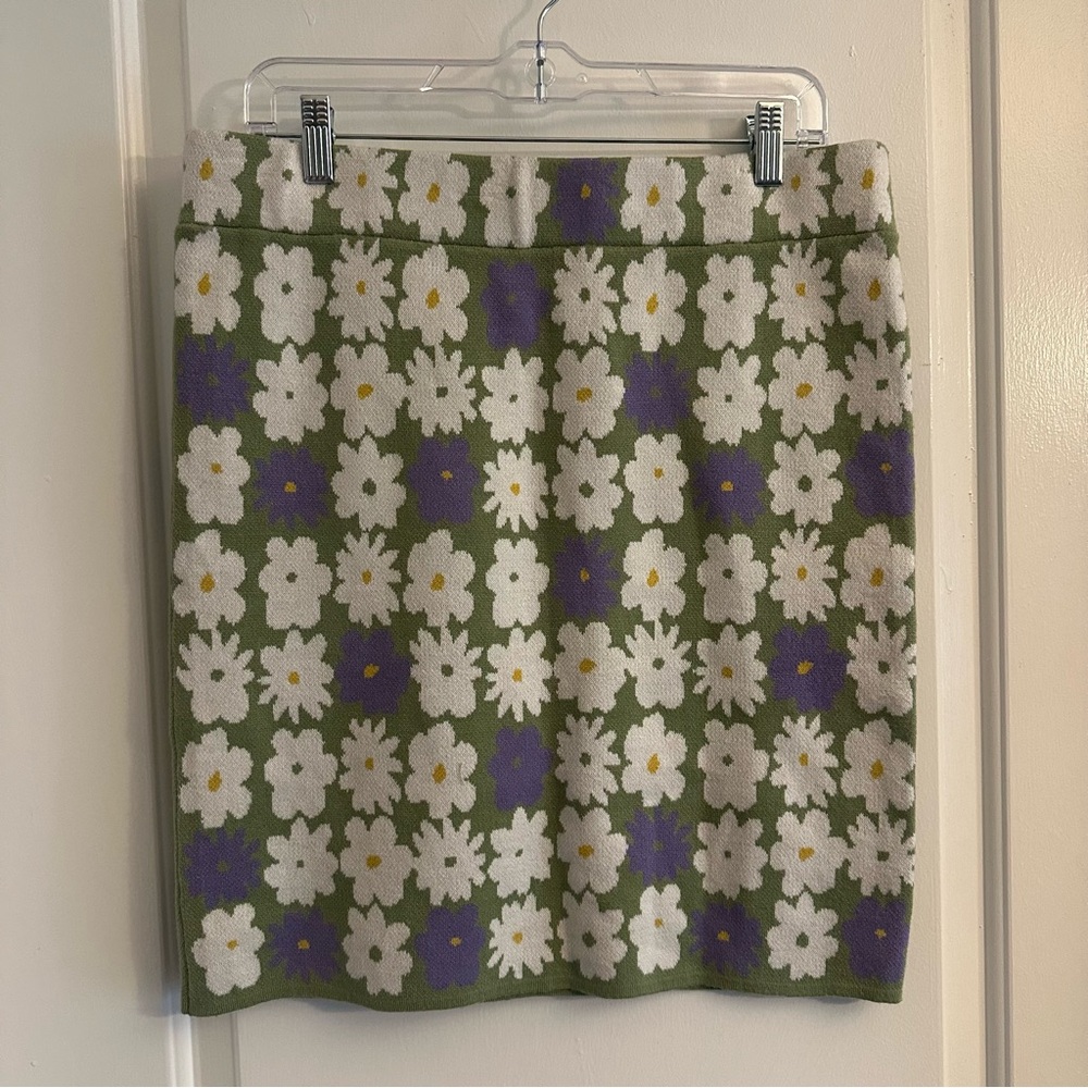 Purple and Green Knee-Length‎ Pencil Skirt for Work